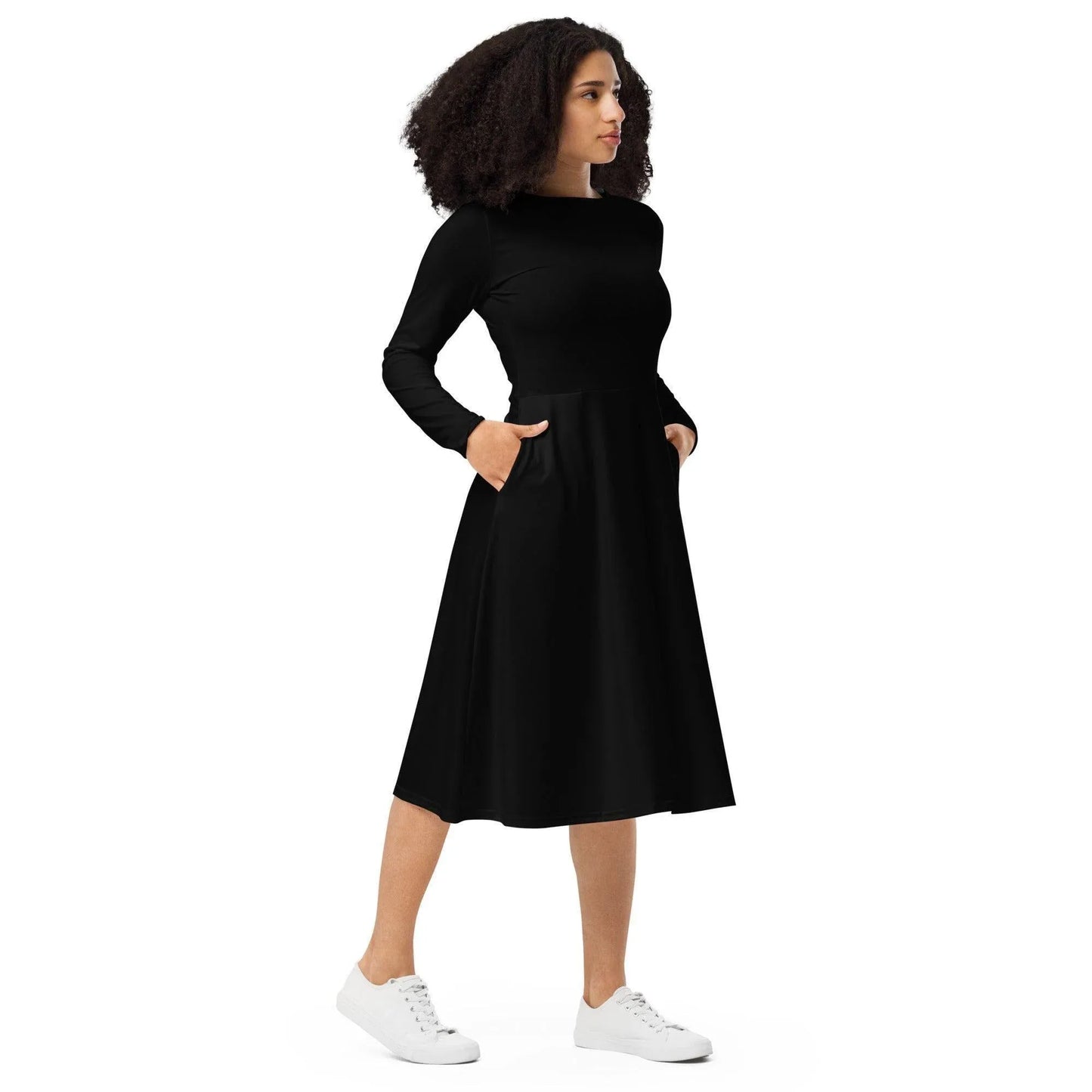 schwarzes-langarmliges-midikleid-midikleid-jlr-design-3 - JLR Design