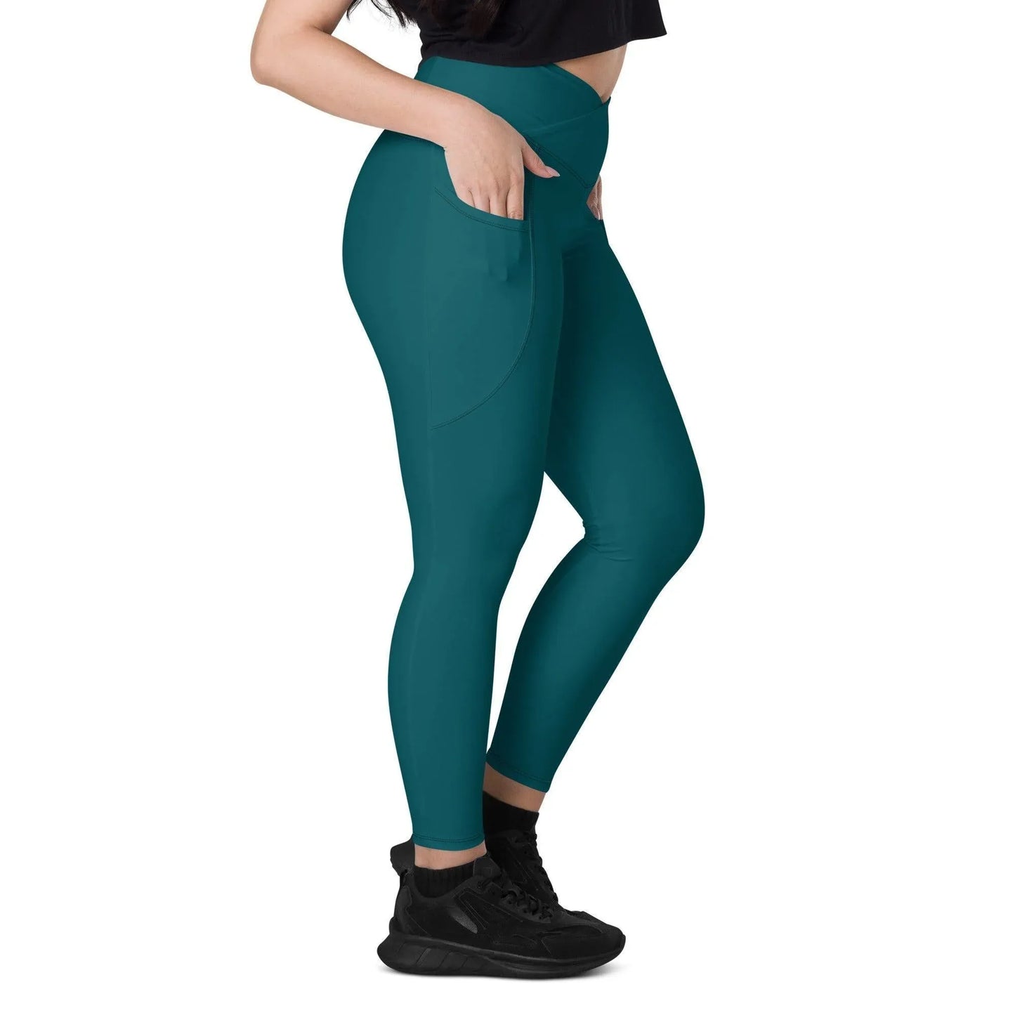 sherpa-blau-damen-v-bund-leggings-mit-taschen-v-bund-leggings-jlr-design-1 - JLR Design