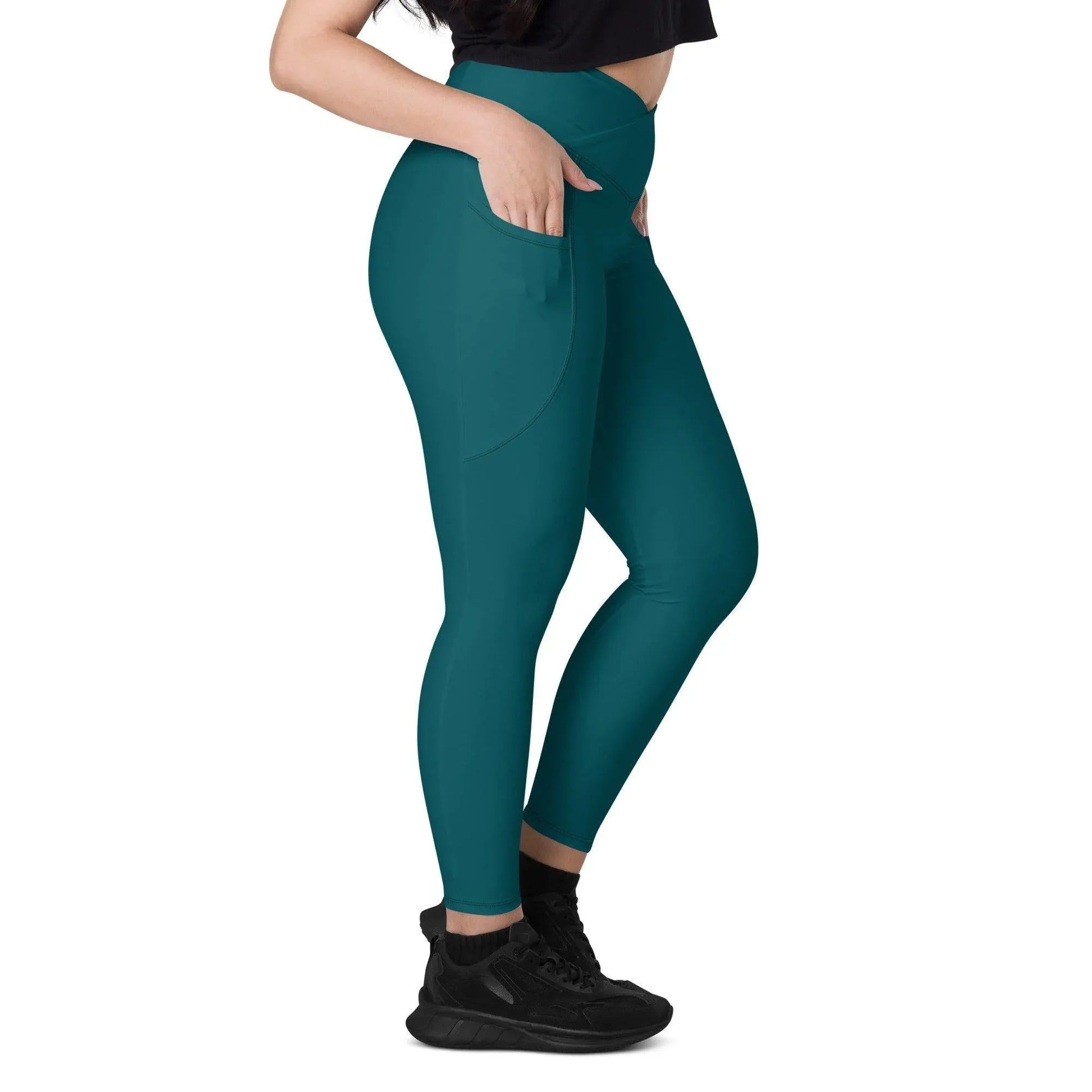 sherpa-blau-damen-v-bund-leggings-mit-taschen-v-bund-leggings-jlr-design-1 - JLR Design