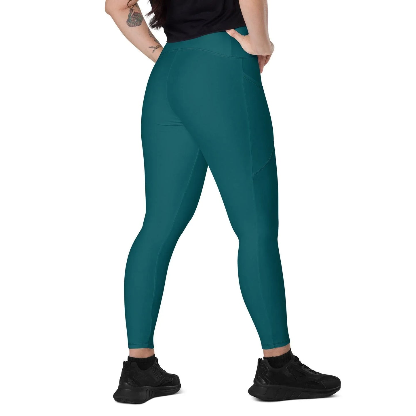 sherpa-blau-damen-v-bund-leggings-mit-taschen-v-bund-leggings-jlr-design-2 - JLR Design