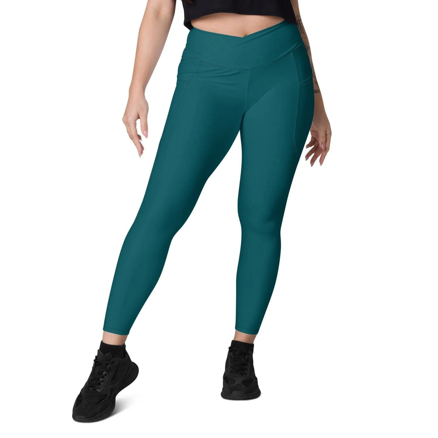 sherpa-blau-damen-v-bund-leggings-mit-taschen-v-bund-leggings-jlr-design-4 - JLR Design