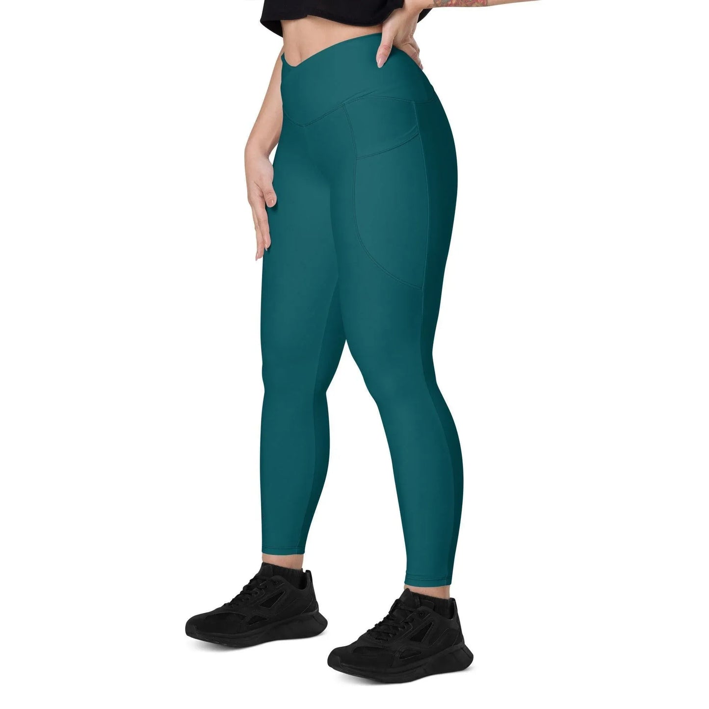 sherpa-blau-damen-v-bund-leggings-mit-taschen-v-bund-leggings-jlr-design-6 - JLR Design