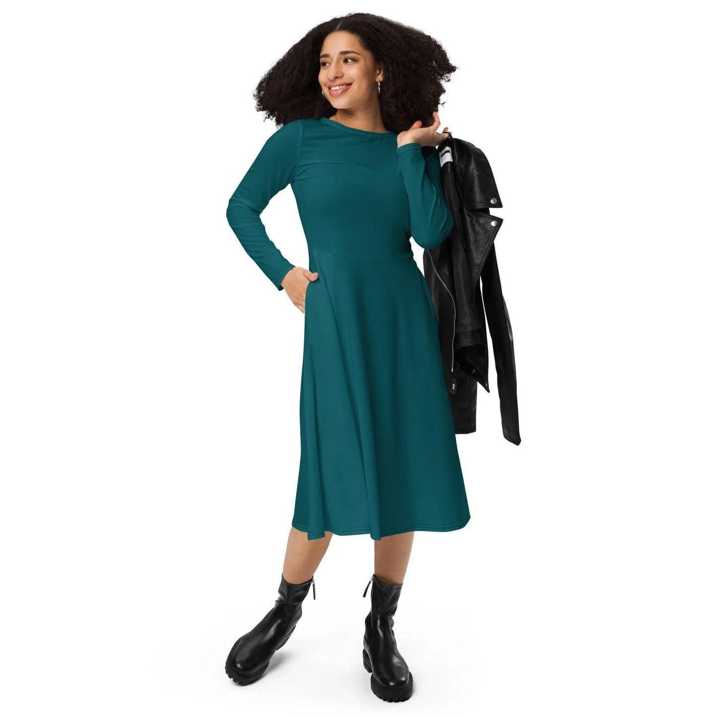 sherpa-blaues-langarmliges-midikleid-midikleid-jlr-design-2 - JLR Design