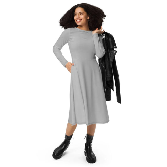 silbernes-langarmliges-midikleid-midikleid-jlr-design-1 - JLR Design