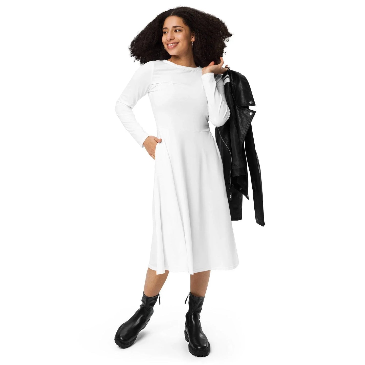 weisses-langarmliges-midikleid-midikleid-jlr-design-1 - JLR Design