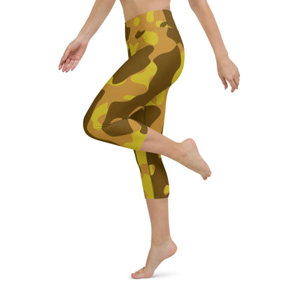 yellow-camouflage-damen-yoga-capri-leggings-yoga-capri-leggings-jlr-design-1 - JLR Design