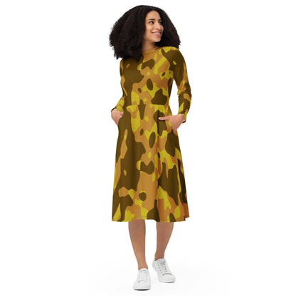 yellow-camouflage-langarmliges-midikleid-midikleid-jlr-design-1 - JLR Design