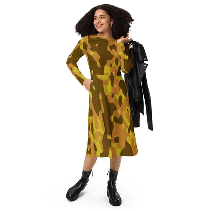 yellow-camouflage-langarmliges-midikleid-midikleid-jlr-design-2 - JLR Design