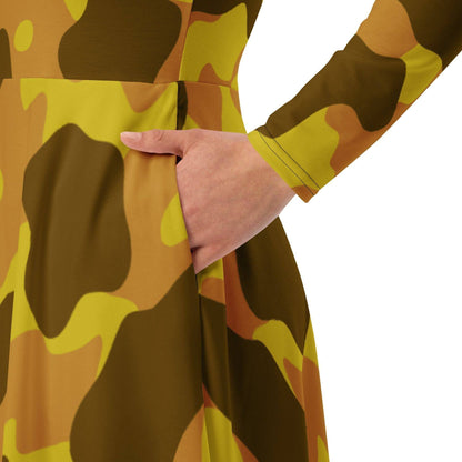 yellow-camouflage-langarmliges-midikleid-midikleid-jlr-design-3 - JLR Design
