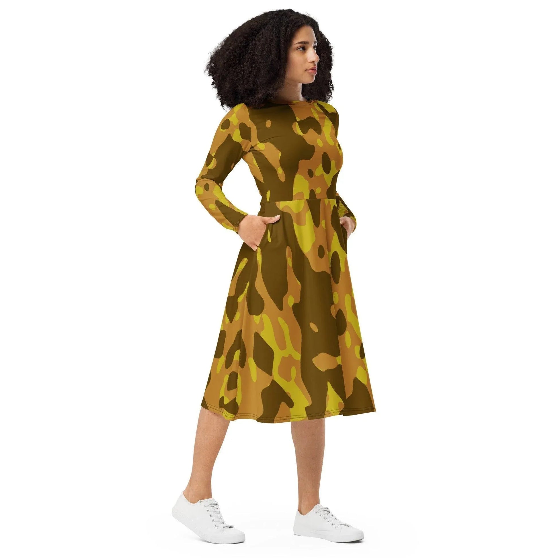 yellow-camouflage-langarmliges-midikleid-midikleid-jlr-design-5 - JLR Design