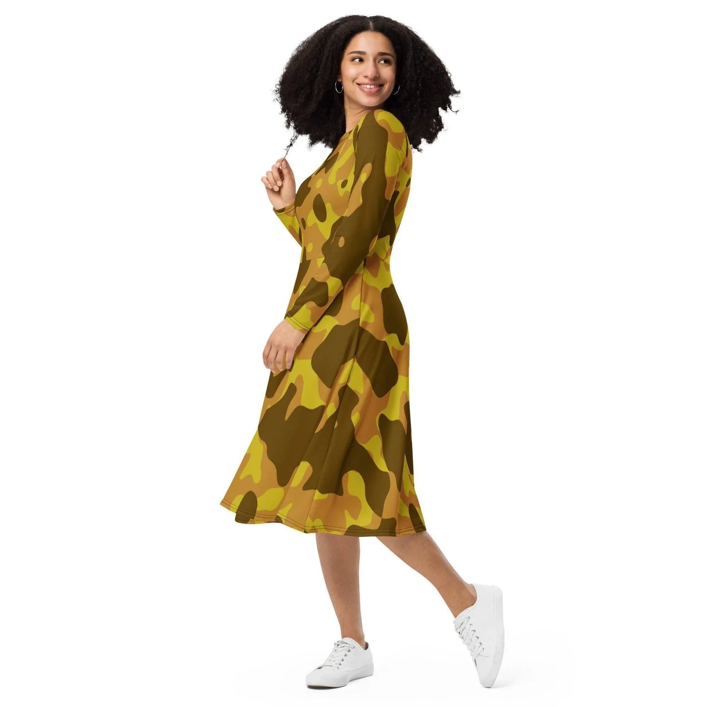 yellow-camouflage-langarmliges-midikleid-midikleid-jlr-design-6 - JLR Design